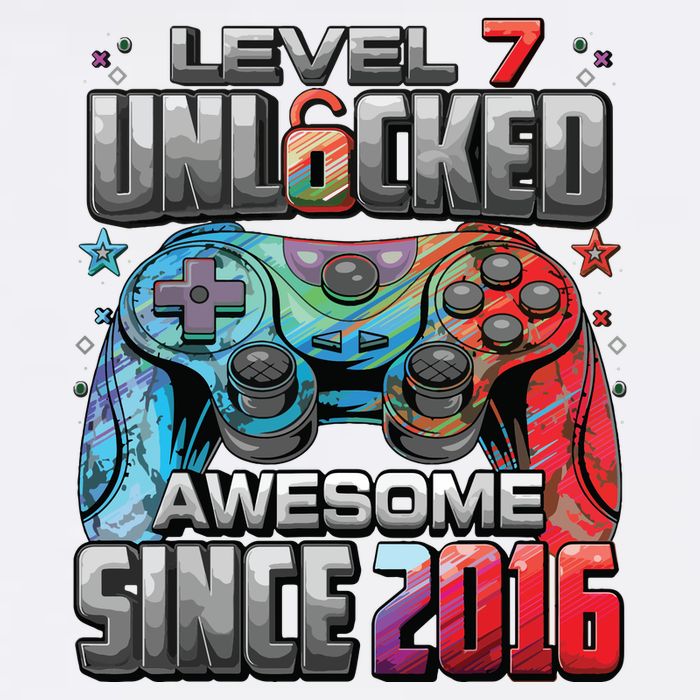 Level 7 Unlocked Awesome Since 2016 7th Birthday Gaming Garment-Dyed Sweatshirt