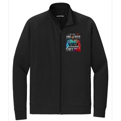 Level 7 Unlocked Awesome Since 2016 7th Birthday Gaming Stretch Full-Zip Cadet Jacket