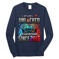 Level 7 Unlocked Awesome Since 2016 7th Birthday Gaming Long Sleeve Shirt