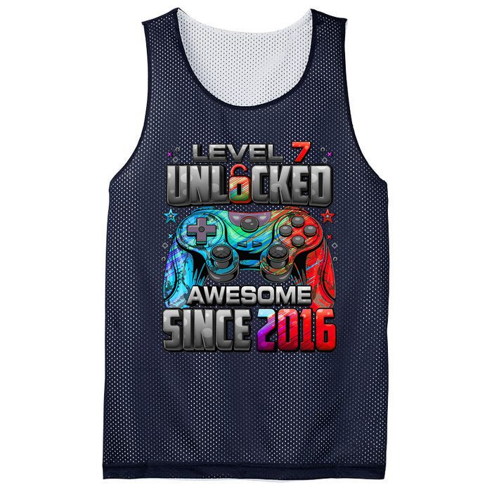 Level 7 Unlocked Awesome Since 2016 7th Birthday Gaming Mesh Reversible Basketball Jersey Tank