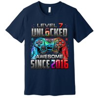 Level 7 Unlocked Awesome Since 2016 7th Birthday Gaming Premium T-Shirt