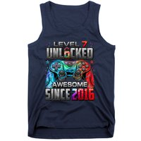 Level 7 Unlocked Awesome Since 2016 7th Birthday Gaming Tank Top