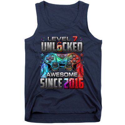 Level 7 Unlocked Awesome Since 2016 7th Birthday Gaming Tank Top