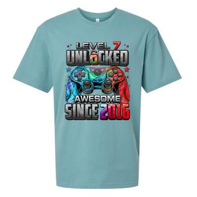 Level 7 Unlocked Awesome Since 2016 7th Birthday Gaming Sueded Cloud Jersey T-Shirt