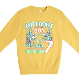 Level 7 Unlocked Birthday Gamer Video Game Party Gift Premium Crewneck Sweatshirt