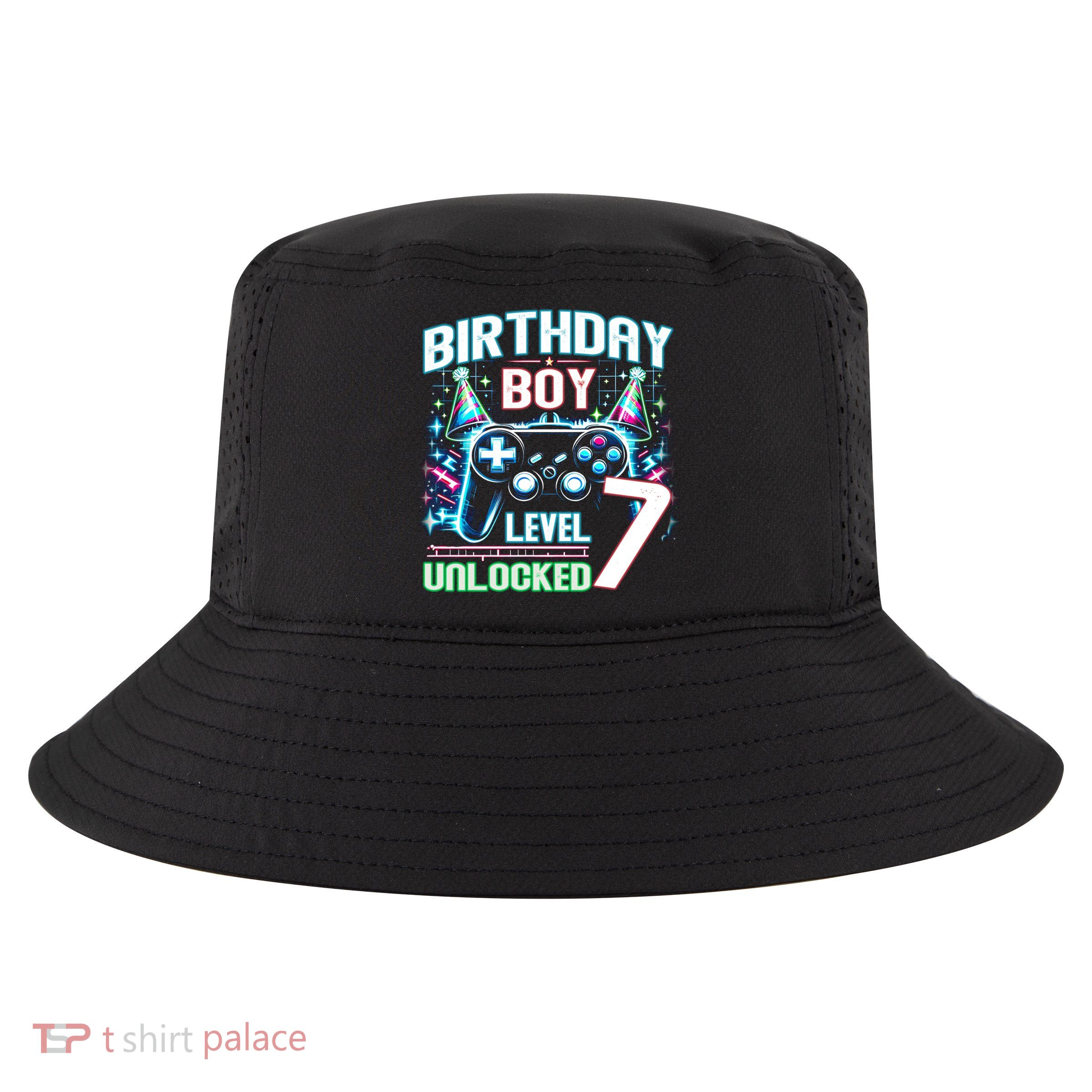 Level 7 Unlocked Birthday Gamer Video Game Party Gift Cool Comfort Performance Bucket Hat