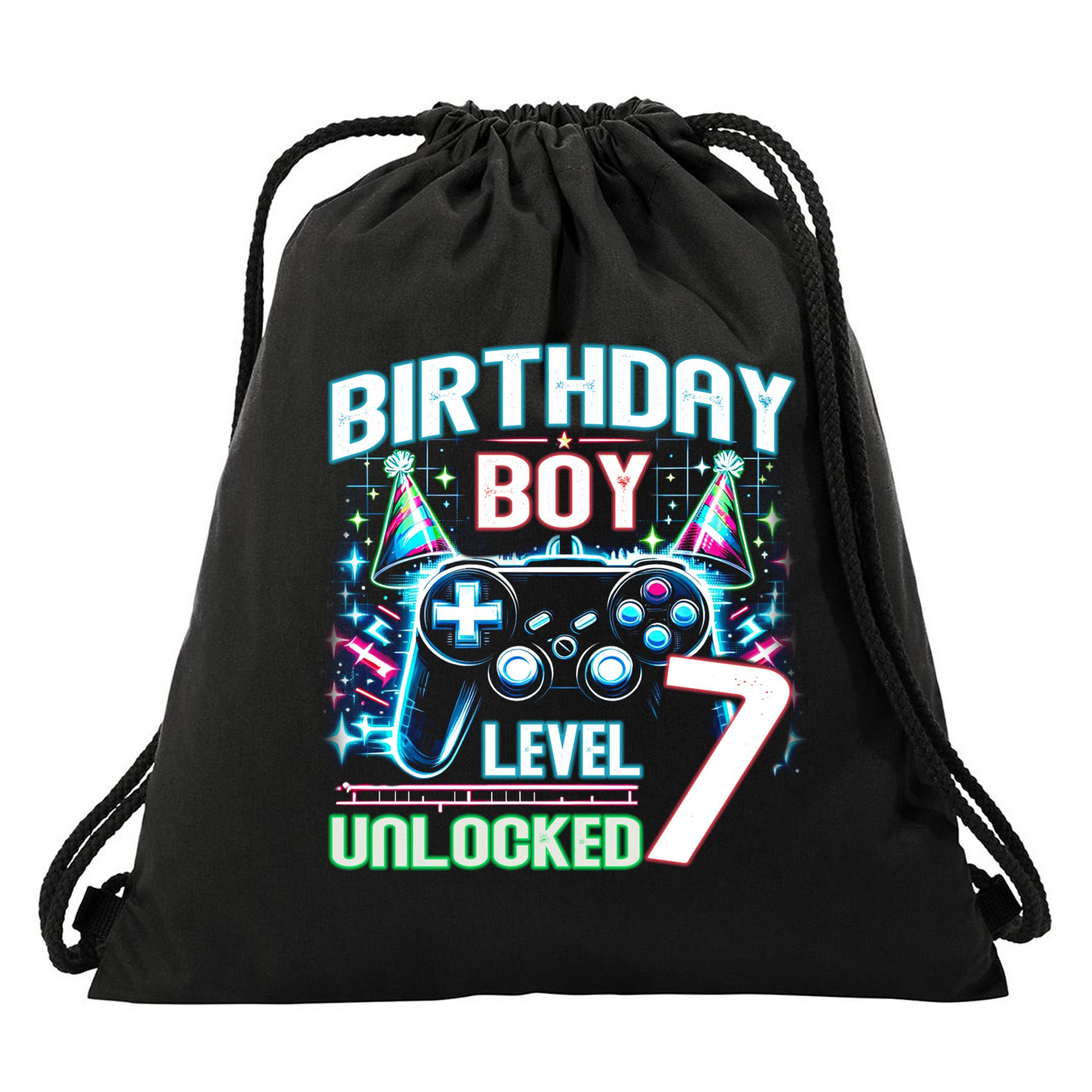 Level 7 Unlocked Birthday Gamer Video Game Party Gift Drawstring Bag