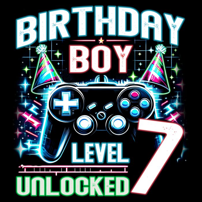 Level 7 Unlocked Birthday Gamer Video Game Party Gift Flat Bill Trucker Hat