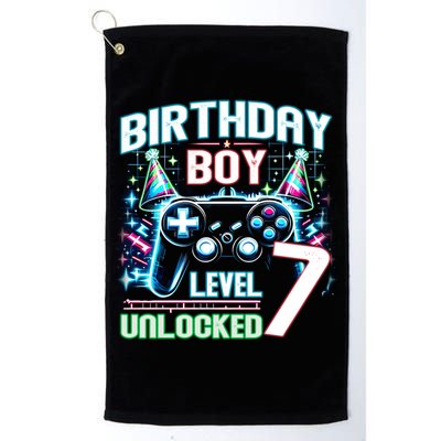 Level 7 Unlocked Birthday Gamer Video Game Party Gift Golf Towel