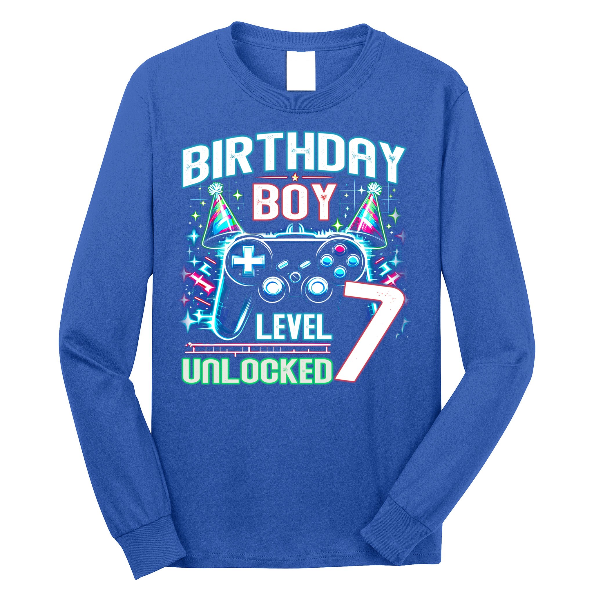 Level 7 Unlocked Birthday Gamer Video Game Party Gift Long Sleeve Shirt