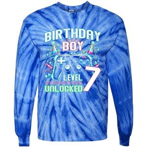 Level 7 Unlocked Birthday Gamer Video Game Party Gift Tie-Dye Long Sleeve Shirt