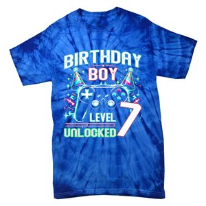 Level 7 Unlocked Birthday Gamer Video Game Party Gift Tie-Dye T-Shirt