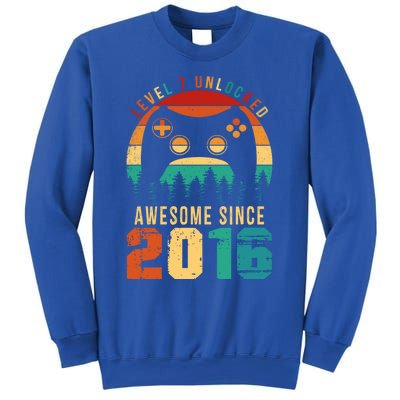 Level 7 Unlocked Awesome Since 2016 7th Birthday Gamer Gift Sweatshirt