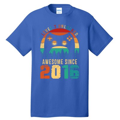 Level 7 Unlocked Awesome Since 2016 7th Birthday Gamer Gift Tall T-Shirt