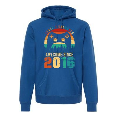 Level 7 Unlocked Awesome Since 2016 7th Birthday Gamer Gift Premium Hoodie