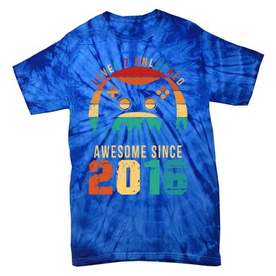 Level 7 Unlocked Awesome Since 2016 7th Birthday Gamer Gift Tie-Dye T-Shirt