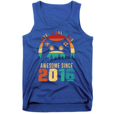 Level 7 Unlocked Awesome Since 2016 7th Birthday Gamer Gift Tank Top