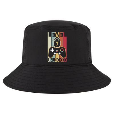 Level 7 Unlocked Birthday Gift Vintage Retro Cool Comfort Performance Bucket Hat