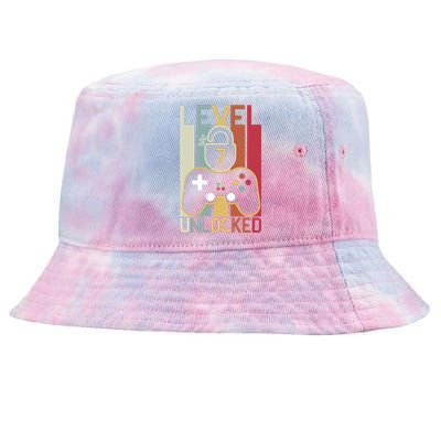 Level 7 Unlocked Birthday Gift Vintage Retro Tie-Dyed Bucket Hat