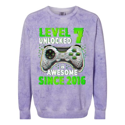 Level 7 Unlocked Video Game 7th Birthday Gamer Boys Colorblast Crewneck Sweatshirt