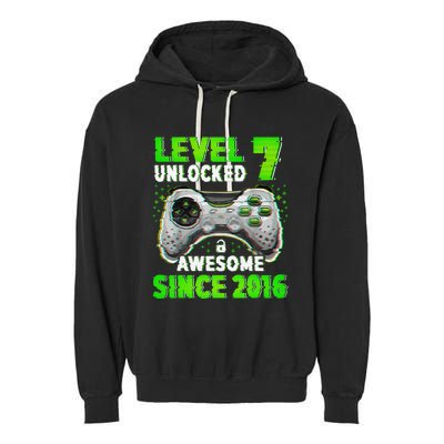 Level 7 Unlocked Video Game 7th Birthday Gamer Boys Garment-Dyed Fleece Hoodie