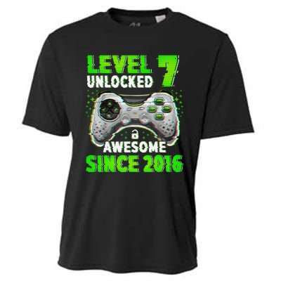 Level 7 Unlocked Video Game 7th Birthday Gamer Boys Cooling Performance Crew T-Shirt