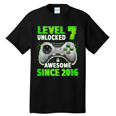 Level 7 Unlocked Video Game 7th Birthday Gamer Boys Tall T-Shirt