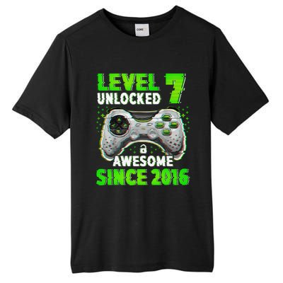 Level 7 Unlocked Video Game 7th Birthday Gamer Boys Tall Fusion ChromaSoft Performance T-Shirt