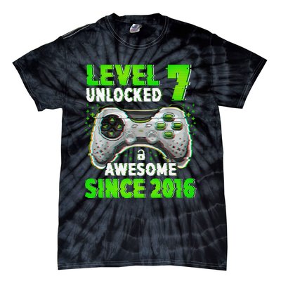 Level 7 Unlocked Video Game 7th Birthday Gamer Boys Tie-Dye T-Shirt