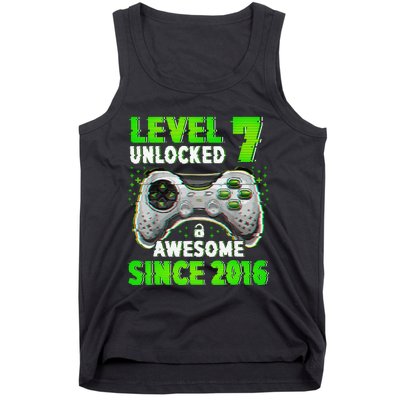 Level 7 Unlocked Video Game 7th Birthday Gamer Boys Tank Top