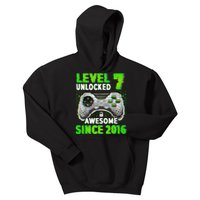 Level 7 Unlocked Video Game 7th Birthday Gamer Boys Kids Hoodie