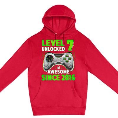 Level 7 Unlocked Video Game 7th Birthday Gamer Boys Premium Pullover Hoodie