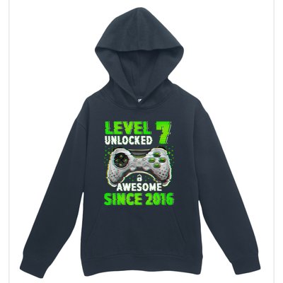 Level 7 Unlocked Video Game 7th Birthday Gamer Boys Urban Pullover Hoodie