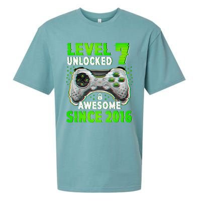 Level 7 Unlocked Video Game 7th Birthday Gamer Boys Sueded Cloud Jersey T-Shirt