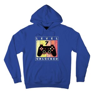 Level 7 Unlocked Funny Gamer 7th Birthday Retro Gaming Gift Hoodie