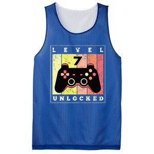 Level 7 Unlocked Funny Gamer 7th Birthday Retro Gaming Gift Mesh Reversible Basketball Jersey Tank