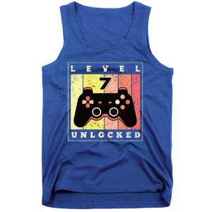 Level 7 Unlocked Funny Gamer 7th Birthday Retro Gaming Gift Tank Top