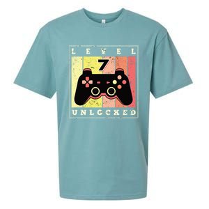 Level 7 Unlocked Funny Gamer 7th Birthday Retro Gaming Gift Sueded Cloud Jersey T-Shirt