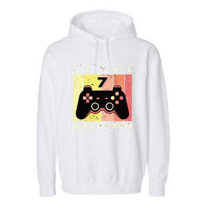 Level 7 Unlocked Funny Gamer 7th Birthday Retro Gaming Gift Garment-Dyed Fleece Hoodie