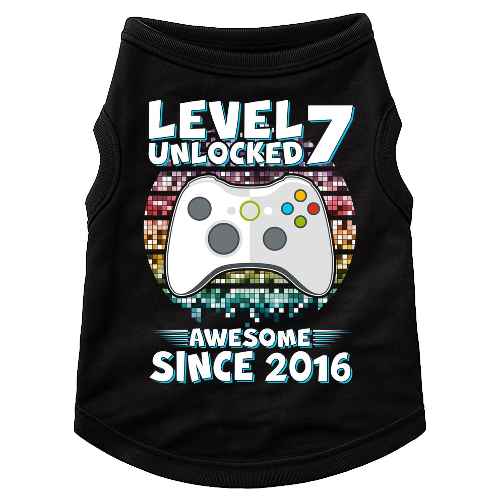 Level 7 Unlocked Awesome Since 2016 Gamer Birthday Doggie Tank