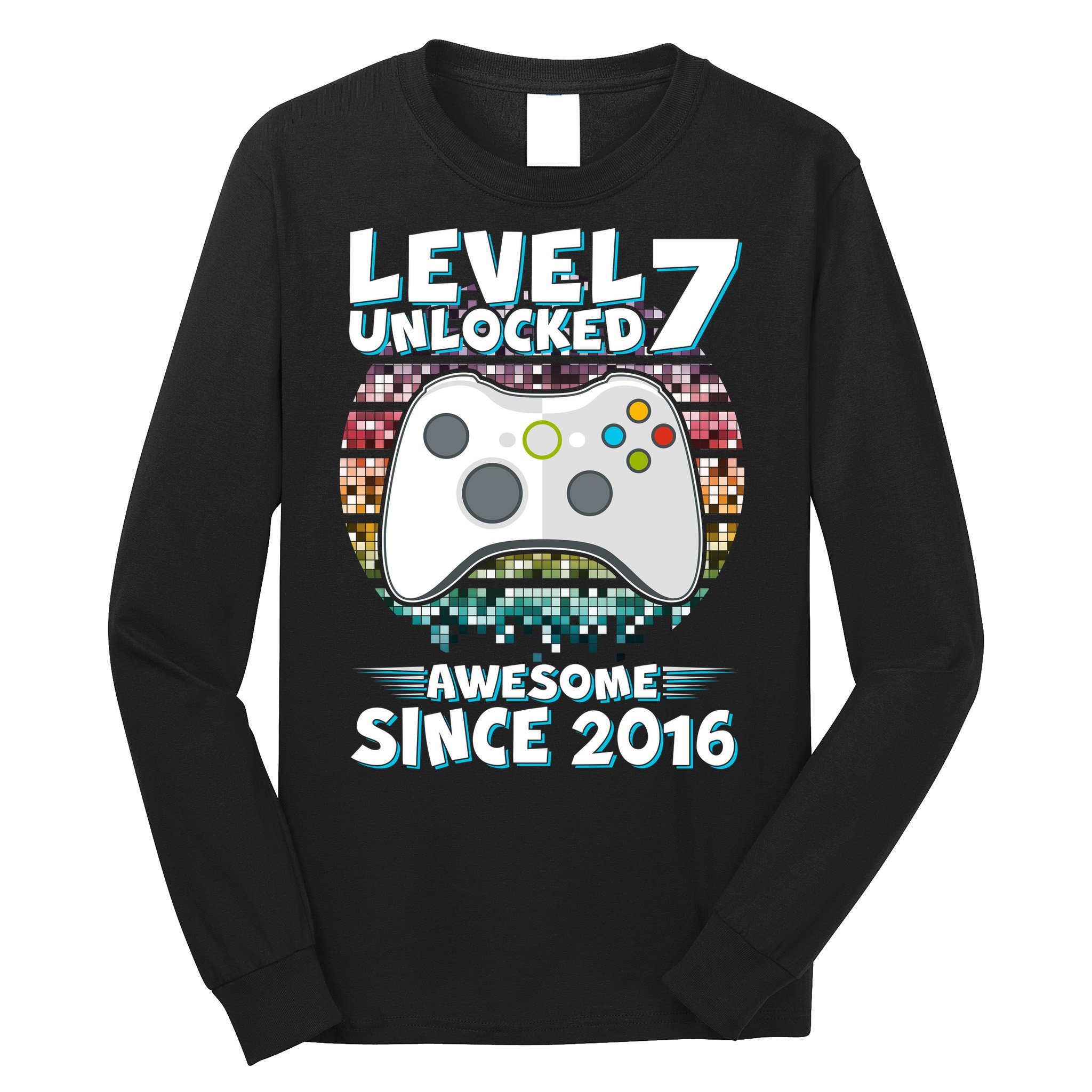 Level 7 Unlocked Awesome Since 2016 Gamer Birthday Long Sleeve Shirt