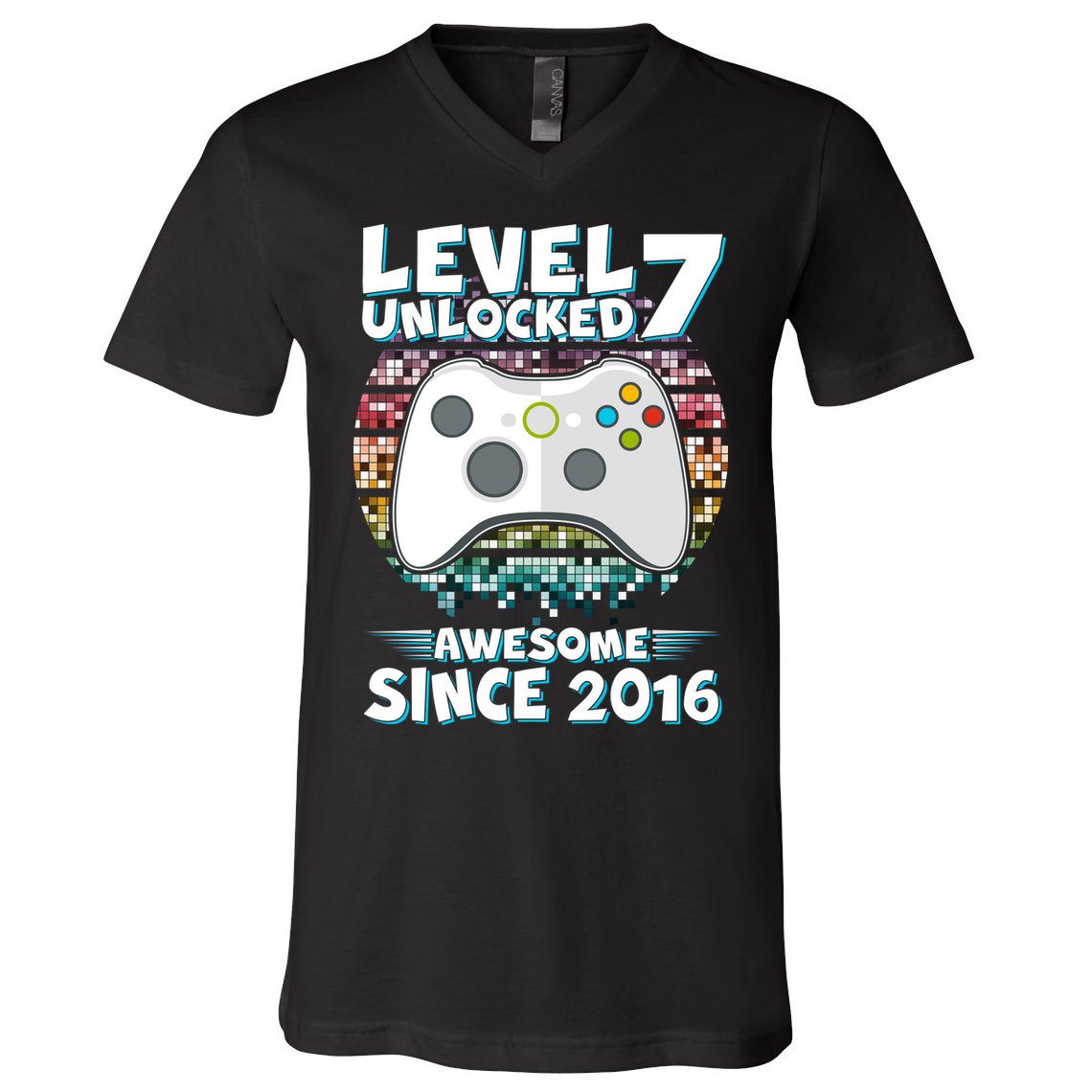 Level 7 Unlocked Awesome Since 2016 Gamer Birthday V-Neck T-Shirt