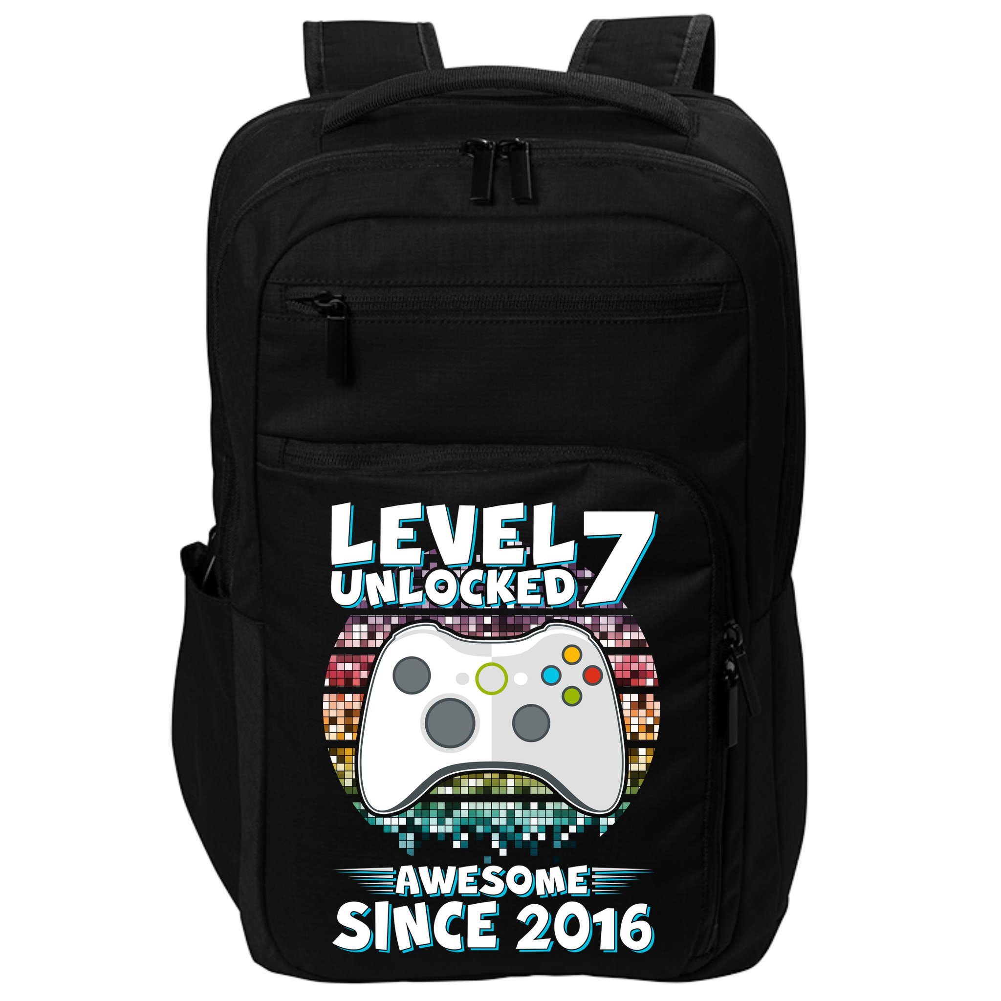Level 7 Unlocked Awesome Since 2016 Gamer Birthday Impact Tech Backpack