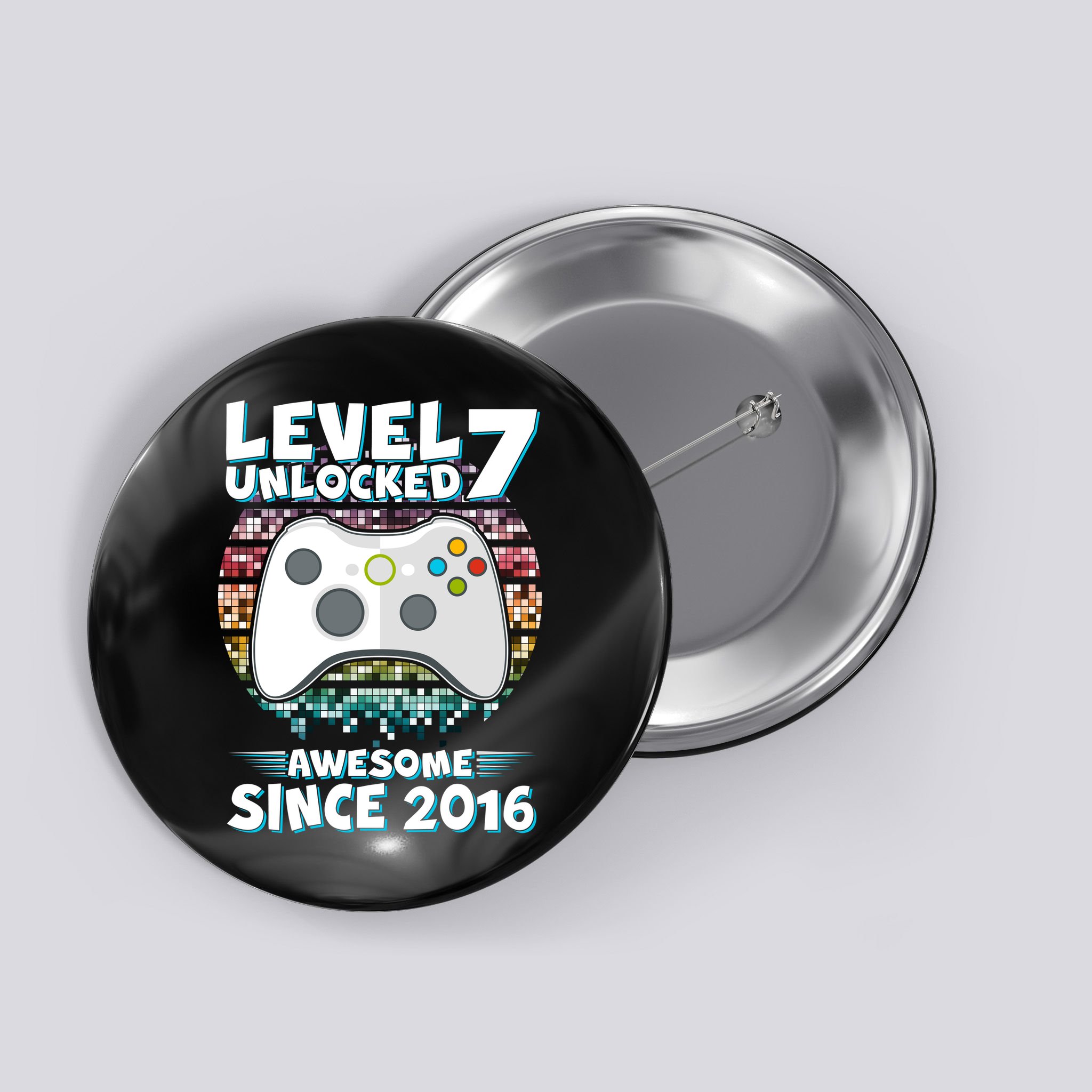 Level 7 Unlocked Awesome Since 2016 Gamer Birthday Button
