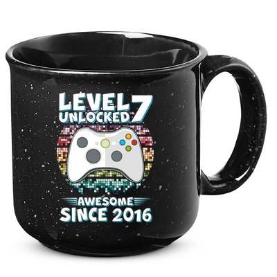 Level 7 Unlocked Awesome Since 2016 Gamer Birthday 15oz Campfire Ceramic Mug