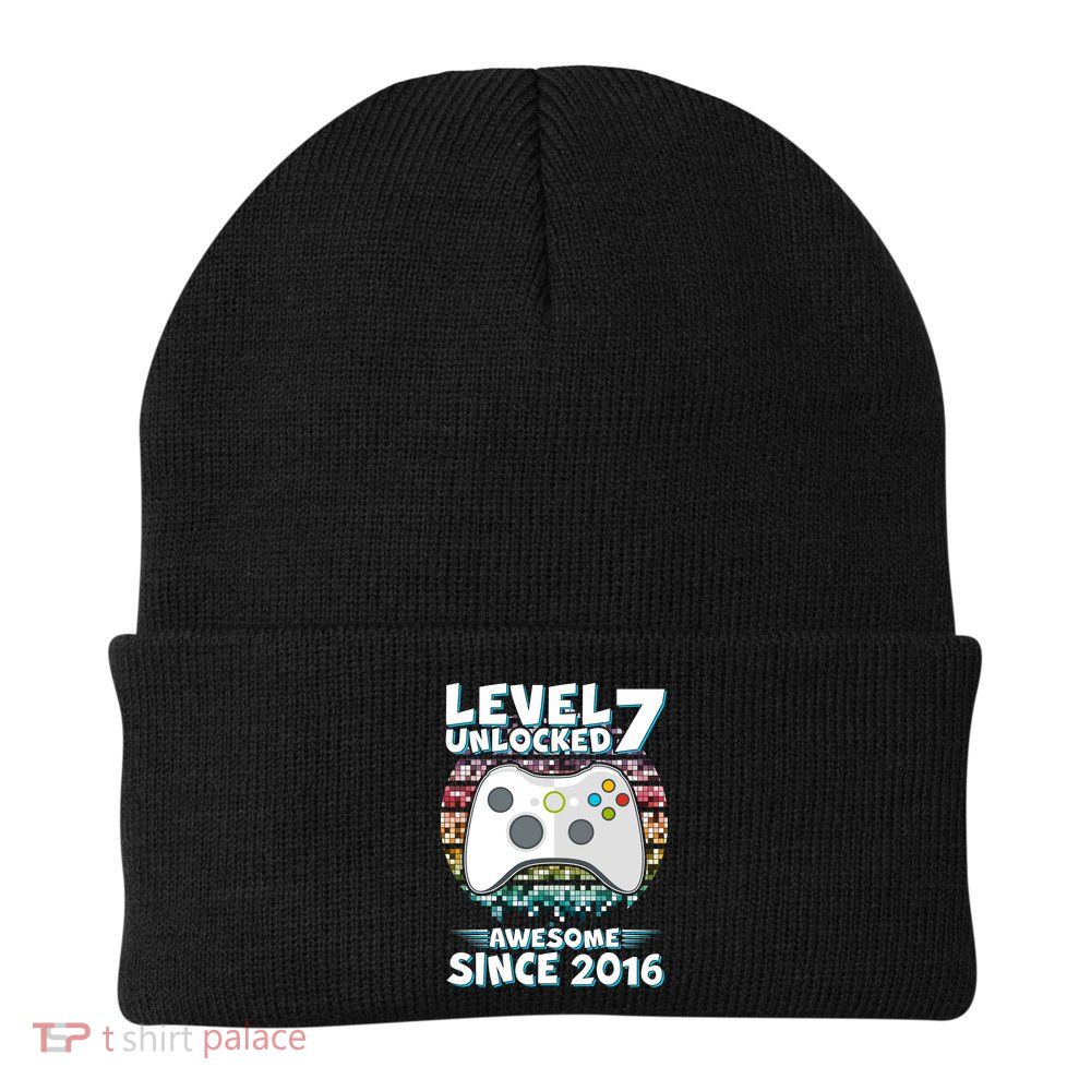 Level 7 Unlocked Awesome Since 2016 Gamer Birthday Beanie