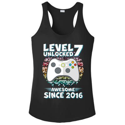 Level 7 Unlocked Awesome Since 2016 Gamer Birthday Ladies PosiCharge Competitor Racerback Tank