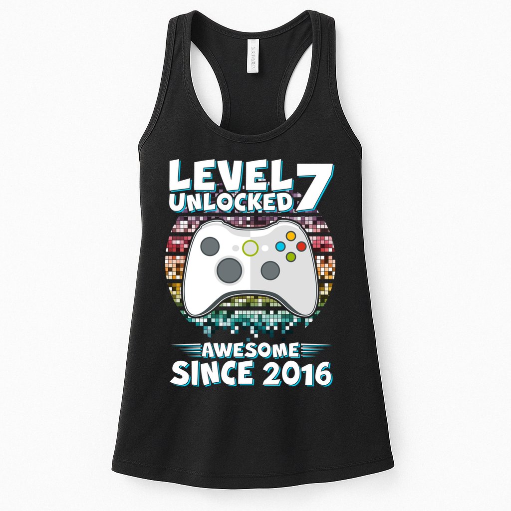 Level 7 Unlocked Awesome Since 2016 Gamer Birthday Womens Tank Top