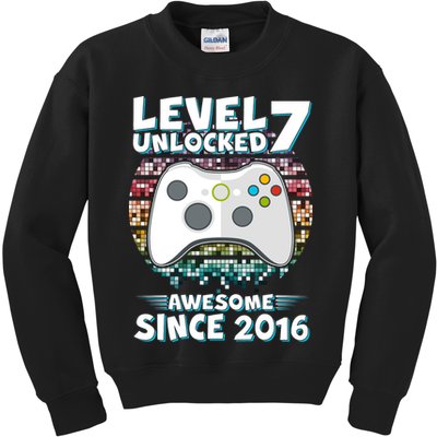 Level 7 Unlocked Awesome Since 2016 Gamer Birthday Kids Sweatshirt
