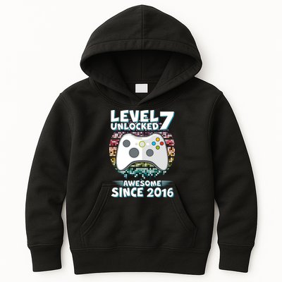 Level 7 Unlocked Awesome Since 2016 Gamer Birthday Kids Hoodie